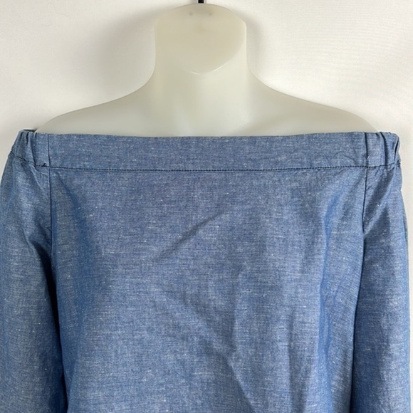 Free People Show Me Some Shoulder Chambray Top Blouse Size S - Picture 6 of 10